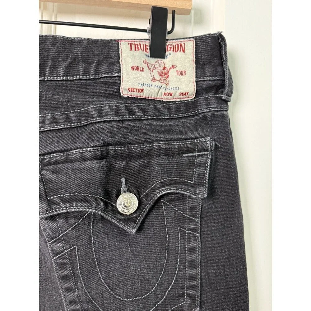 True Religion Men's Ricky Relaxed Straight Jeans Black Demin Size 36W x 29.5L